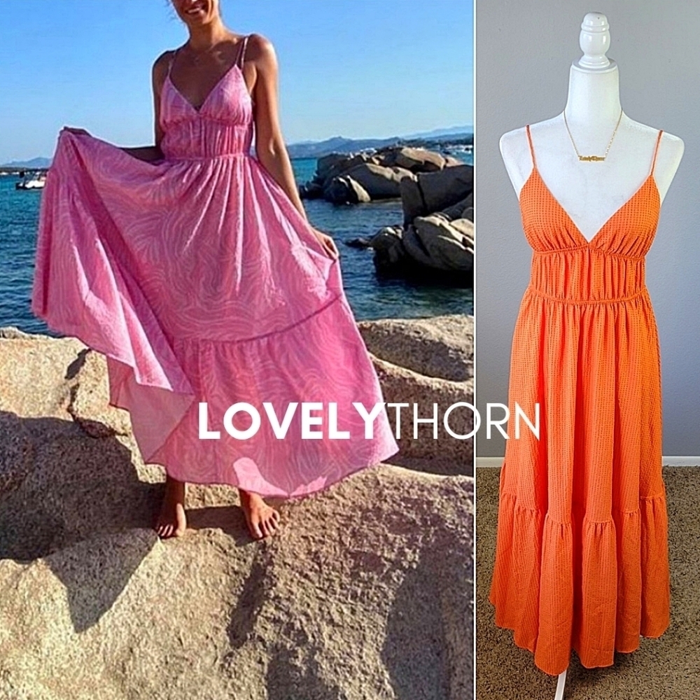 H&M // textured weave voluminous plunge fairy tale flounce maxi slip dress